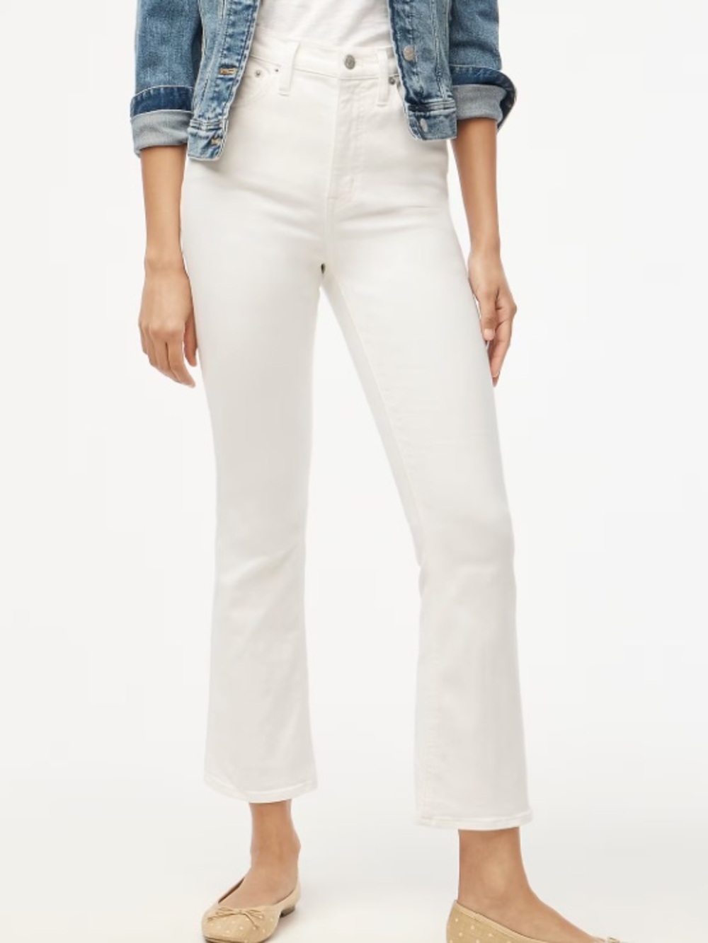 J. Crew High Rise Crop Flare White Jeans Signature Stretch Size 31